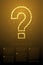Abstract Shiny Bokeh star pattern Question mark sign icon, Doubt concept design gold color illustration isolated on brown gradient