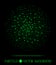 Abstract shpere of green glowing light particles space black background
