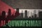 Abstract silhouette of the city with text Al-Quwaysimah at the vintage jordan flag