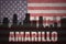 Abstract silhouette of the city with text Amarillo at the vintage american flag