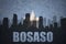 Abstract silhouette of the city with text Bosaso at the vintage somalia flag