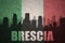 Abstract silhouette of the city with text Brescia at the vintage italian flag