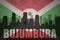 Abstract silhouette of the city with text bujumbura at the vintage burundi flag