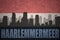 Abstract silhouette of the city with text Haarlemmermeer at the vintage dutch flag