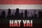 Abstract silhouette of the city with text Hat Yai at the vintage thailand flag