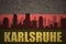 Abstract silhouette of the city with text Karlsruhe at the vintage german flag