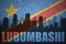 Abstract silhouette of the city with text Lubumbashi at the vintage democratic republic of the congo flag