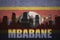 Abstract silhouette of the city with text mbabane at the vintage swaziland flag