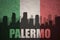 Abstract silhouette of the city with text Palermo at the vintage italian flag