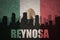 Abstract silhouette of the city with text Reynosa at the vintage mexican flag