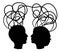 Abstract silhouette of couple heads, think concept,
