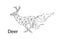 Abstract silhouette of a deer from collapsing polygons