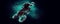 Abstract silhouette of a motocross rider, man is doing a trick, isolated on black background. Enduro motorbike sport