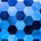 Abstract silver with blue metallic background. Geometric hexagons.