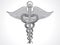 Abstract silver caduceus sign