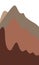 Abstract simple isolated mountains poster in muted earth colors of terracotta.