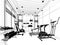 Abstract sketch design of interior fitness room