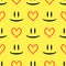 Abstract sketch of the eyes and smiling mouth. Contour of the heart. Seamless pattern.