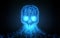 Abstract skull from light particles on dark background. Vector illustration.
