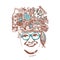 Abstract smiling woman in glasses, illustration, easy to use