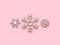 Abstract snow icon flat metallic glossy pink-rose gold 3d rendering christmas holiday new year concept pink background