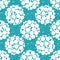 Abstract snowball seamless vector pattern background. White circles within large circular shapes on aqua blue frosted