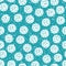 Abstract snowball seamless vector pattern background. White circles within large circular shapes on aqua blue frosted