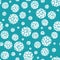 Abstract snowball seamless vector pattern background. White circles within large circular shapes on aqua blue frosted