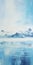 Abstract Snowy Mountain Landscape Painting With Glacier - Minimalistic Impressionism