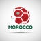 Abstract soccer ball with Moroccan national flag colors