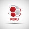 Abstract soccer ball with Peruvian national flag colors