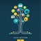 Abstract social media background. Growth tree concept