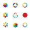 Abstract social partnership community company bond colorful app logo icons