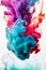 Abstract soft colorful ink splash in water background AI generated