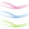 Abstract soft speed futuristic swoosh wave. Three minimalistic divider swoosh lines in gradient green ,pink ,blue color