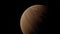 Abstract space exploration with brown sand planet with a solid surface in outer space on a starry sky. 4K 3D rendering.