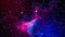 Abstract Space Journey Motion View Of Red And Blue Shiny Incredible Nebula Clouds In Outer Space
