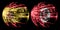 Abstract Spain, Spanish, Tunisia, Tunisian sparkling flags, sport ball game concept isolated on black background