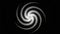 Abstract spinning hypnotic white spiral spreading all over a black screen, monochrome. Animation. Glowing ring from tiny