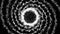 Abstract spinning hypnotic white spiral spreading all over a black screen, monochrome. Animation. Glowing ring from tiny