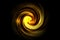 Abstract spiral galaxy with light gold fog on black background