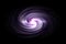 Abstract spiral galaxy with light purple smoke on black background
