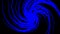 Abstract spiral rotating glowing lines of blue color on black background. Animation. Beautiful blue spinning vortex of