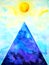 Abstract spiritual triangle symbol full sun moon art watercolor painting illustration design drawing