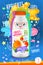 Abstract splash, cute yogurt bottle label template, advertising poster. Fruits, organic, yogurt, milk package design