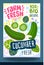 Abstract splash Food label template. Colorful brush stroke. Vegetables, fruits, spices, package design. Cucumber, green