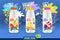 Abstract splash Yogurt bottle label template, advertising poster. Fruits, organic, yogurt, milk package design. Mango