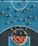 Abstract sport geometry composition. Basketball Court poster Background. 3d render.