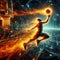 abstract sports background burning basketball