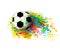 Abstract sports background with soccer ball